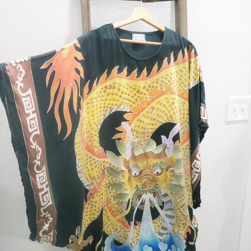 Vintage Silk Hand Paintwd Dragon Kimono